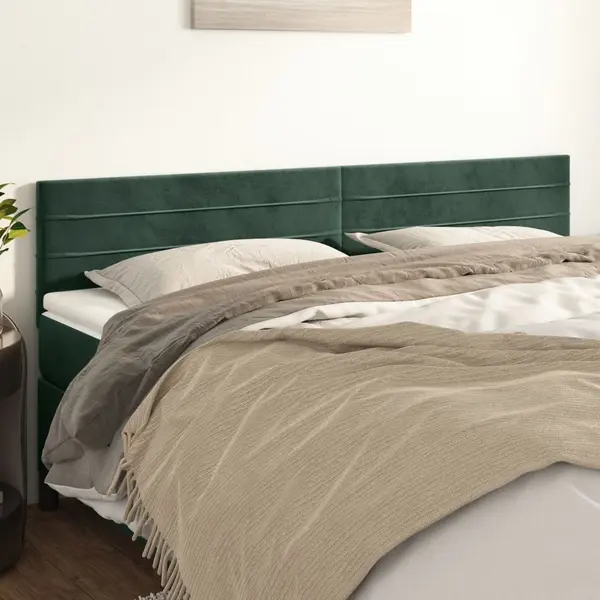 Gossi tablii de pat, 2 buc, verde inchis, 100x5x78/88 cm, catifea
