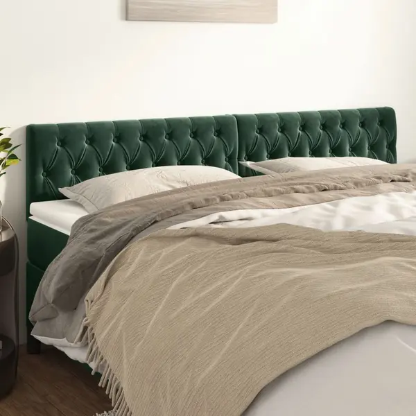 Gossi tablii de pat, 2 buc, verde inchis, 100x7x78/88 cm, catifea