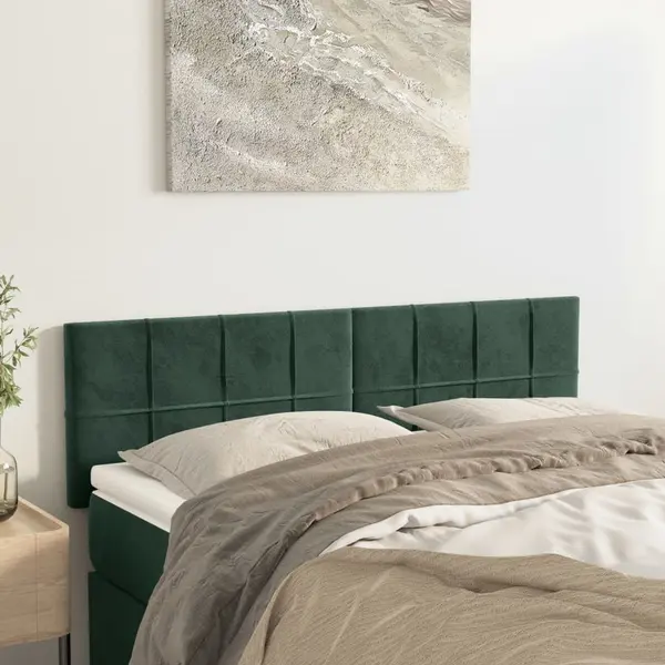 Gossi tablii de pat, 2 buc., verde inchis, 72x5x78/88 cm, catifea