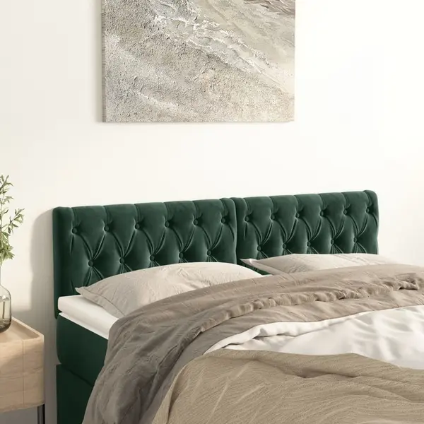 Gossi tablii de pat, 2 buc, verde inchis, 72x7x78/88 cm, catifea