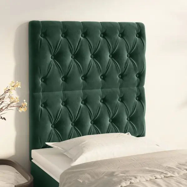 Gossi tablii de pat, 2 buc, verde inchis, 80x7x78/88 cm, catifea