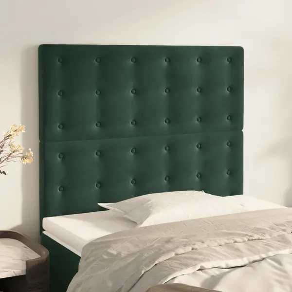 Gossi tablii de pat, 2 buc, verde inchis, 90x5x78/88 cm, catifea