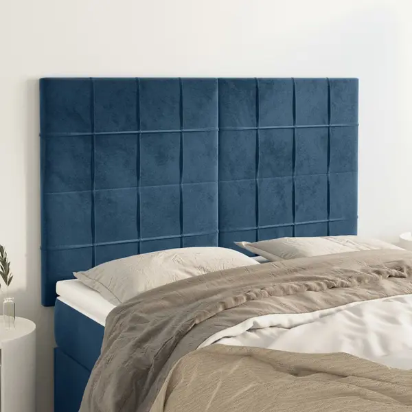 Gossi tablii de pat, 4 buc, albastru inchis, 72x5x78/88 cm, catifea