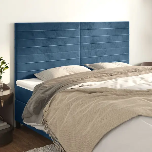 Gossi tablii de pat, 4 buc, albastru inchis, 90x5x78/88 cm, catifea