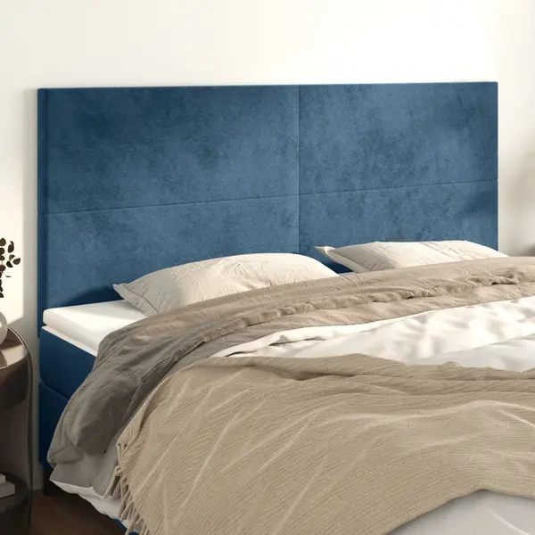 Gossi tablii de pat, 4 buc, albastru inchis, 90x5x78/88 cm, catifea