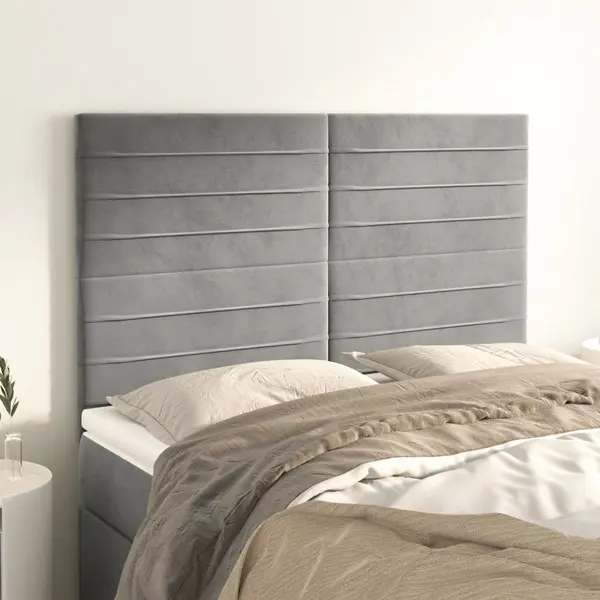Gossi tablii de pat, 4 buc, gri deschis, 72x5x78/88 cm, catifea