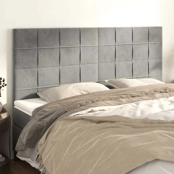 Gossi tablii de pat, 4 buc, gri deschis, 90x5x78/88 cm, catifea