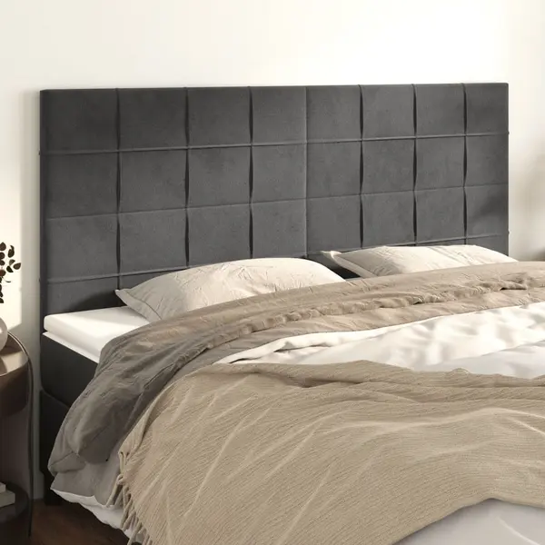 Gossi tablii de pat, 4 buc, gri inchis, 100x5x78/88 cm, catifea