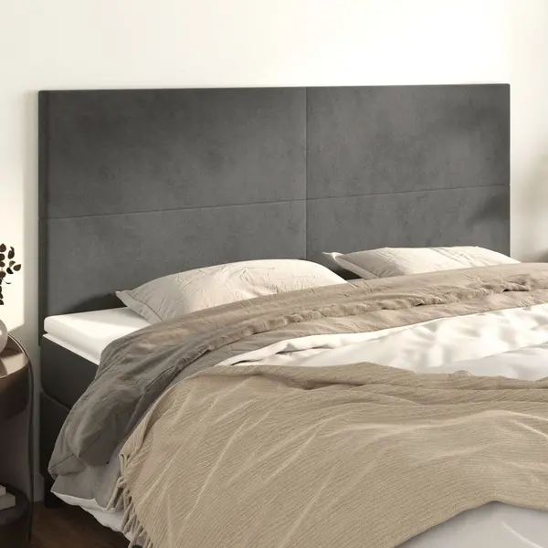 Gossi tablii de pat, 4 buc, gri inchis, 80x5x78/88 cm, catifea