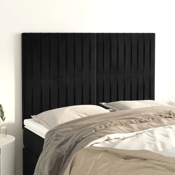 Gossi tablii de pat, 4 buc, negru, 72x5x78/88 cm, catifea