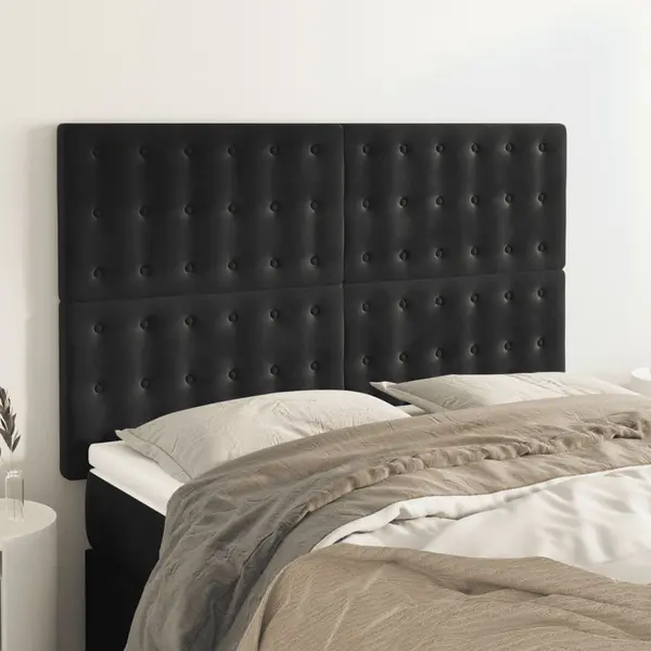 Gossi tablii de pat, 4 buc, negru, 72x5x78/88 cm, catifea