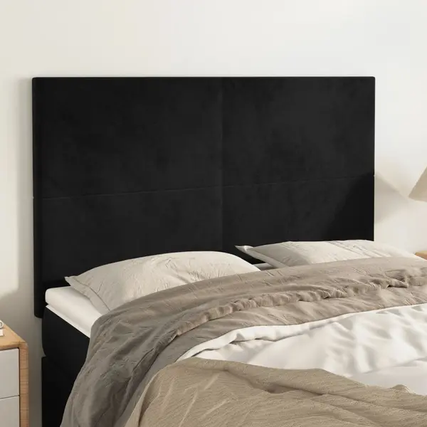 Gossi tablii de pat, 4 buc, negru, 72x5x78/88 cm, catifea