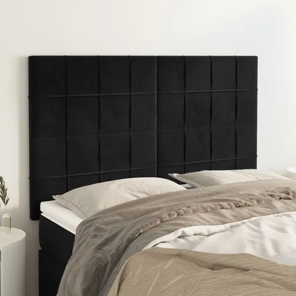 Gossi tablii de pat, 4 buc, negru, 72x5x78/88 cm, catifea