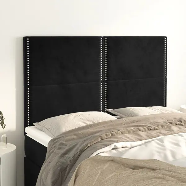 Gossi tablii de pat, 4 buc, negru, 72x5x78/88 cm, catifea
