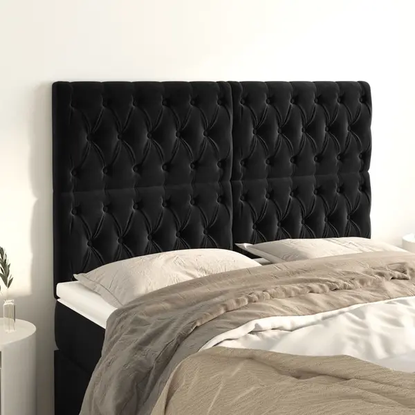 Gossi tablii de pat, 4 buc, negru, 72x7x78/88 cm, catifea