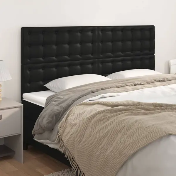 Gossi tablii de pat, 4 buc, negru, 80x5x78/88 cm, piele ecologica