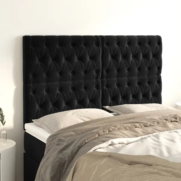 Gossi tablii de pat, 4 buc, negru, 80x7x78/88 cm, catifea