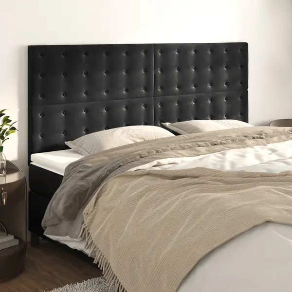 Gossi tablii de pat, 4 buc, negru, 90x5x78/88 cm, catifea