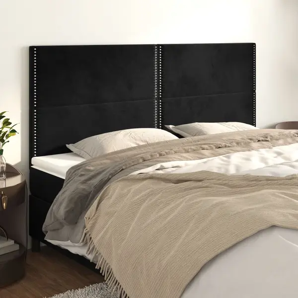 Gossi tablii de pat, 4 buc, negru, 90x5x78/88 cm, catifea