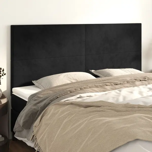 Gossi tablii de pat, 4 buc, negru, 90x5x78/88 cm, catifea