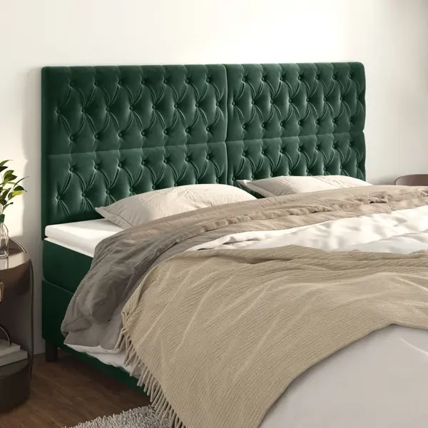 Gossi tablii de pat, 4 buc, verde inchis, 100x7x78/88 cm, catifea