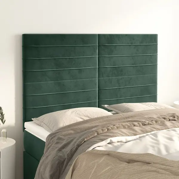 Gossi tablii de pat, 4 buc, verde inchis, 72x5x78/88 cm, catifea
