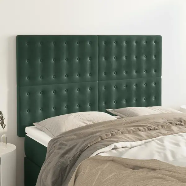 Gossi tablii de pat, 4 buc, verde inchis, 72x5x78/88 cm, catifea