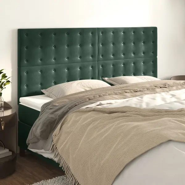 Gossi tablii de pat, 4 buc, verde inchis, 80x5x78/88 cm, catifea