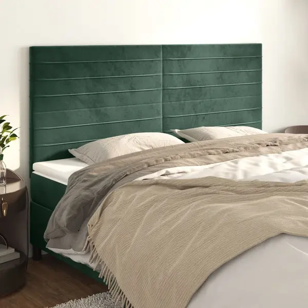 Gossi tablii de pat, 4 buc, verde inchis, 80x5x78/88 cm, catifea