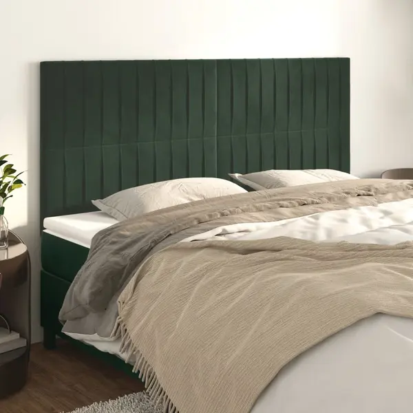 Gossi tablii de pat, 4 buc, verde inchis, 90x5x78/88 cm, catifea