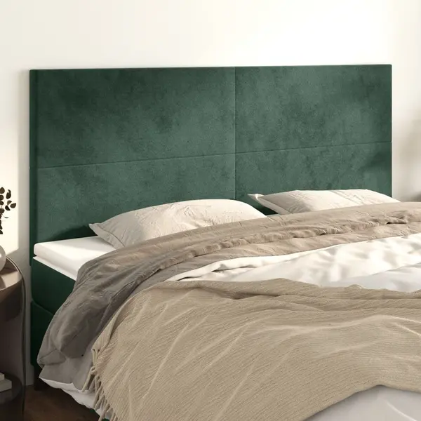 Gossi tablii de pat, 4 buc, verde inchis, 90x5x78/88 cm, catifea