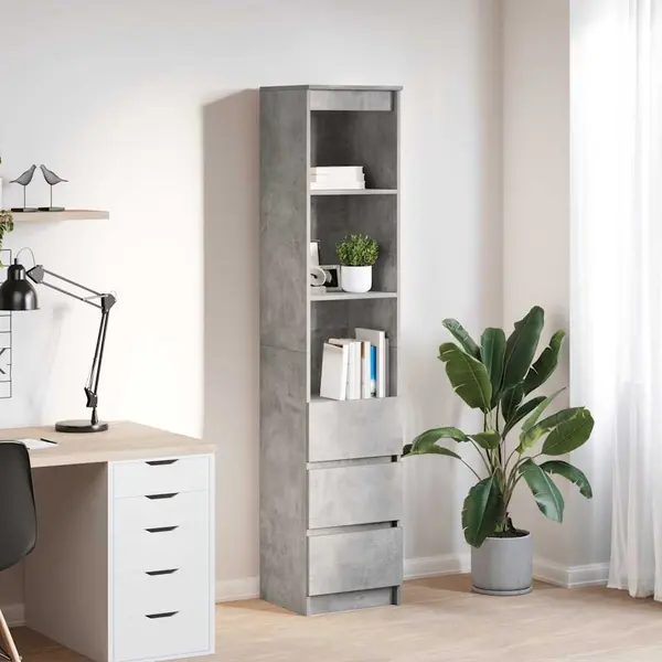 Gossi tablou beton gri 37,5x35x180 cm lemn prelucrat