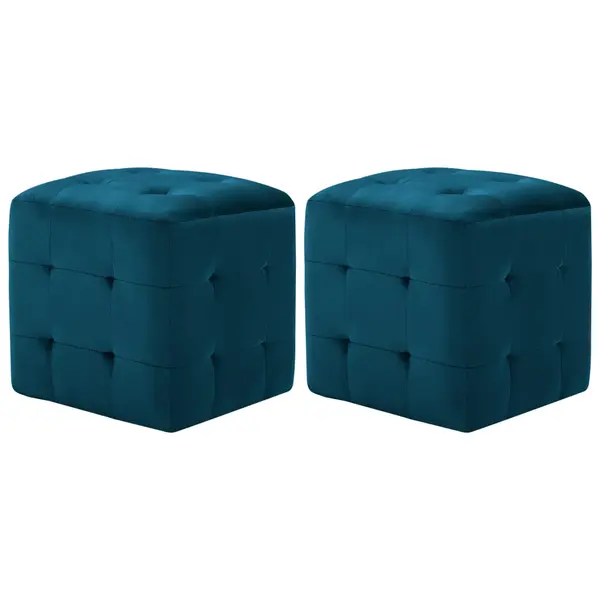 Gossi taburet, 2 buc., albastru, 30 x 30 x 30 cm, tesatura catifea