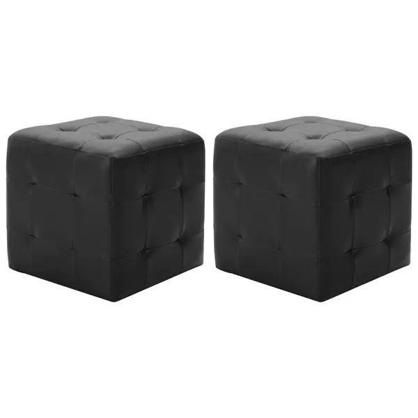 Gossi taburet, 2 buc., negru, 30 x 30 x 30 cm, piele ecologica