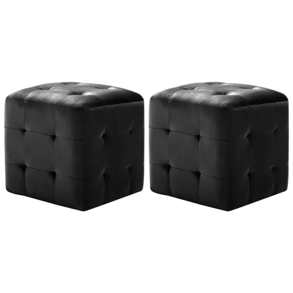 Gossi taburet, 2 buc., negru, 30 x 30 x 30 cm, tesatura din catifea