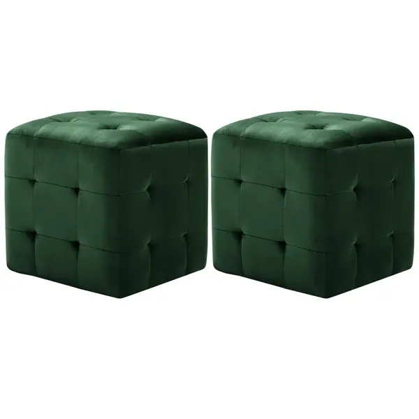 Gossi taburet, 2 buc., verde, 30 x 30 x 30 cm, tesatura catifea