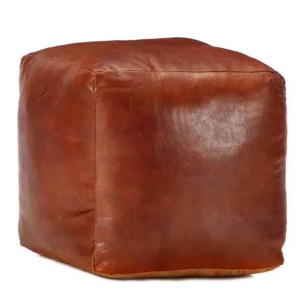 Gossi taburet, cafeniu, 40x40x40 cm piele naturala de capra