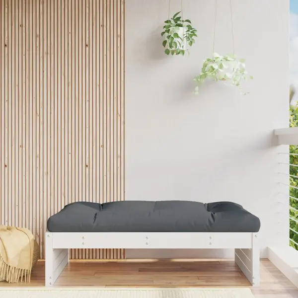 Gossi taburet de gradina, 120x80 cm, alb, lemn masiv de pin