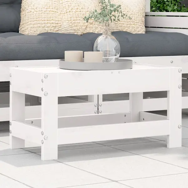 Gossi taburet de gradina, alb, 62x30x32 cm, lemn masiv de pin