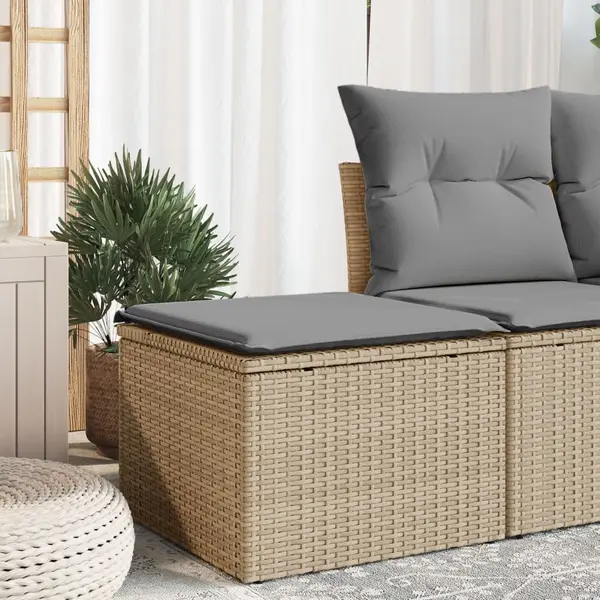 Gossi taburet de gradina cu perna, bej, 55x55x37 cm, poliratan