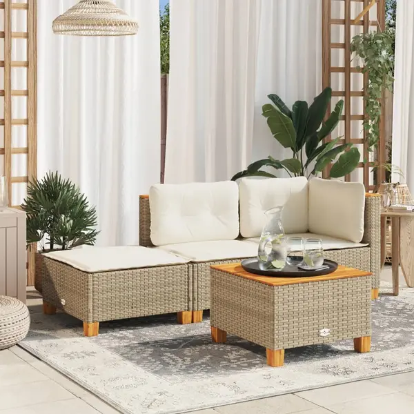 Gossi taburet de gradina cu perna, bej, 63,5x56x32 cm, poliratan