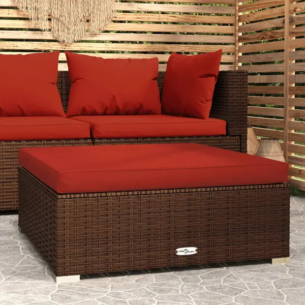 Gossi taburet de gradina cu perna, maro, 70x70x30 cm, poliratan