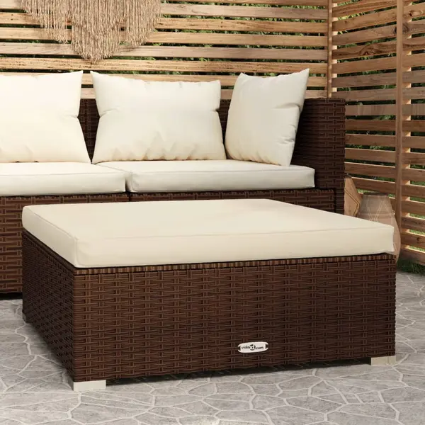 Gossi taburet de gradina cu perna, maro, 70x70x30 cm, poliratan