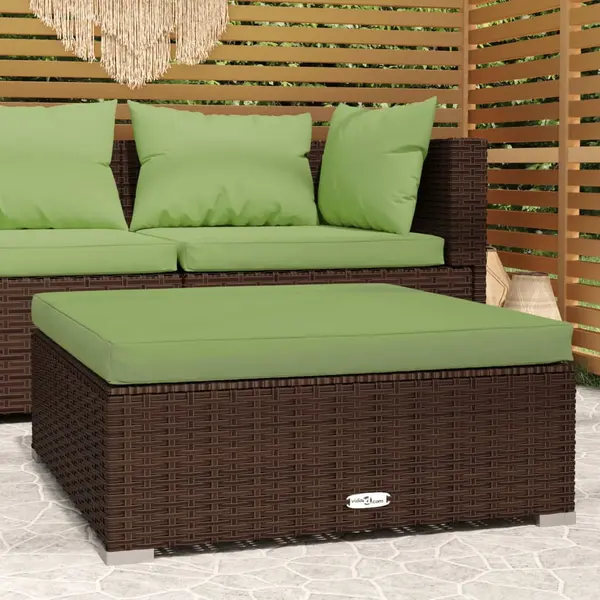 Gossi taburet de gradina cu perna, maro, 70x70x30 cm, poliratan