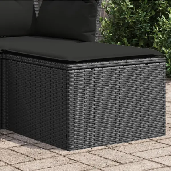 Gossi taburet de gradina cu perna, negru, 55x55x37 cm, poliratan