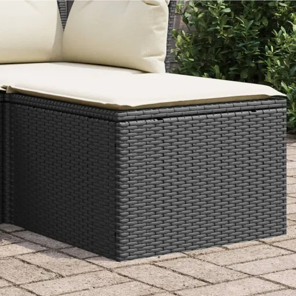 Gossi taburet de gradina cu perna, negru, 55x55x37 cm, poliratan