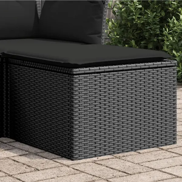 Gossi taburet de gradina cu perna, negru, 55x55x37 cm, poliratan