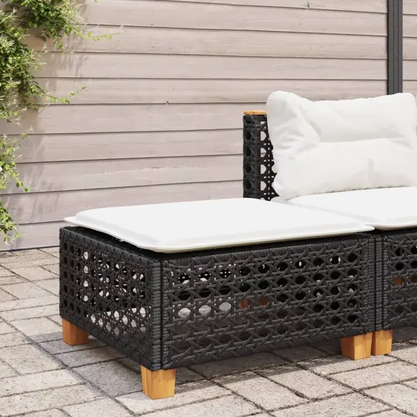 Gossi taburet de gradina cu perna, negru, 63,5x56x32 cm, poliratan
