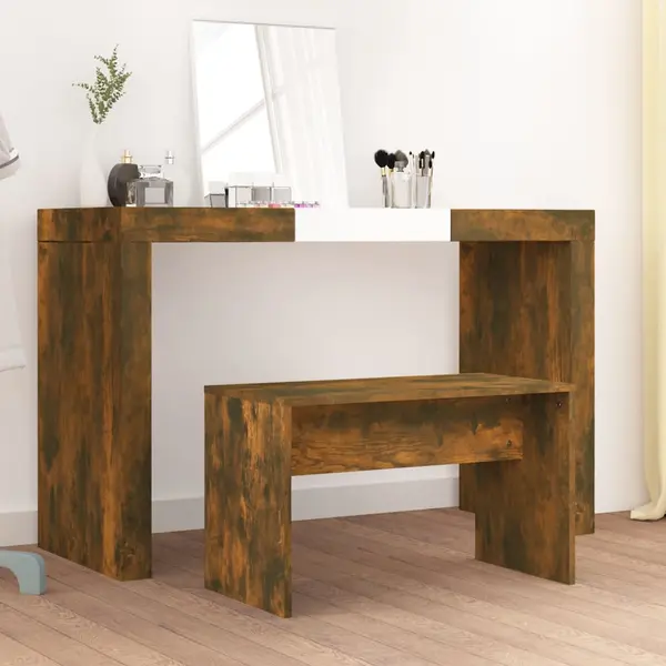 Gossi taburet de toaleta, stejar fumuriu, 70x35x45 cm, lemn prelucrat