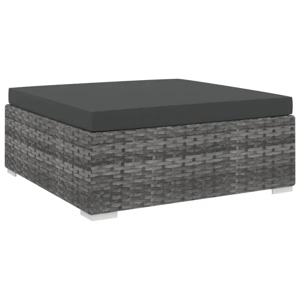 Gossi taburet modular, 1 buc., gri, poliratan, cu perna